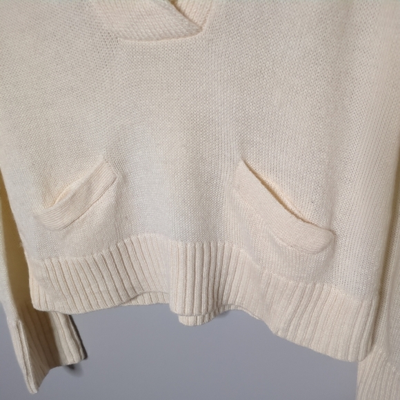 J. Crew Alpaca Merino Ivory Long Sleeve Shawl Collar Sweater Size Large V Neck - Picture 4 of 7